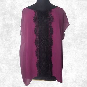 Torrid Plum Sheer Lace Overlay Blouse – Plus Size 2 (18/20)  Torrid Plum Sheer L